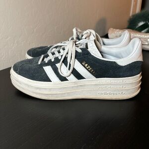 Adidas Gazelle Black Suede Platform Sneakers